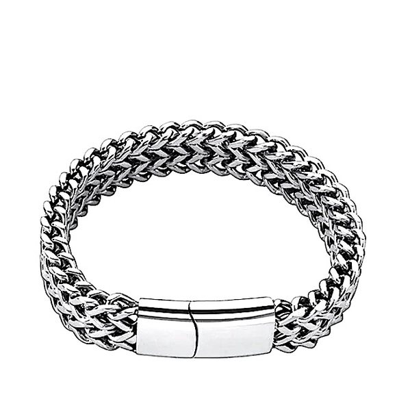 Stainless Steel Cuban Chain Magnetic Closure Hip Hop Bracelet - Picture 11 of 14